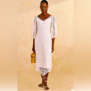 NWT Farm Rio White Guipure Midi Dress Size XS